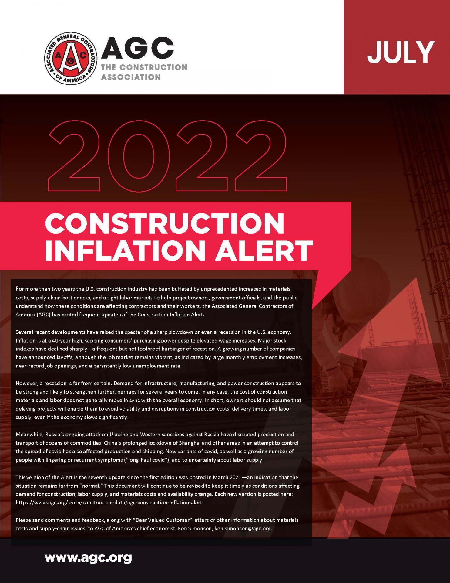 AGC Construction Inflation Alert Associated General Contractors of